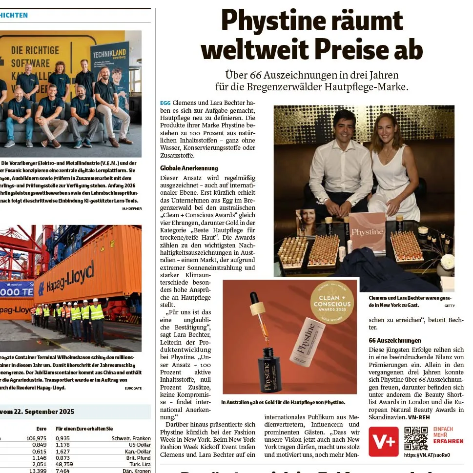 Phystine bei den European Natural Beauty Excellence Awards